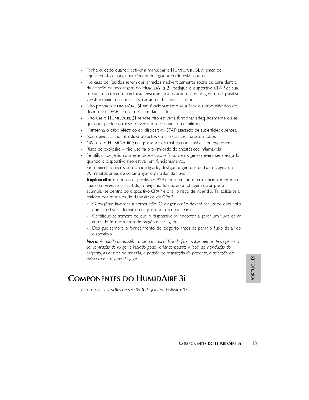 ResMed 3I user manual Componentes do Humidaire 