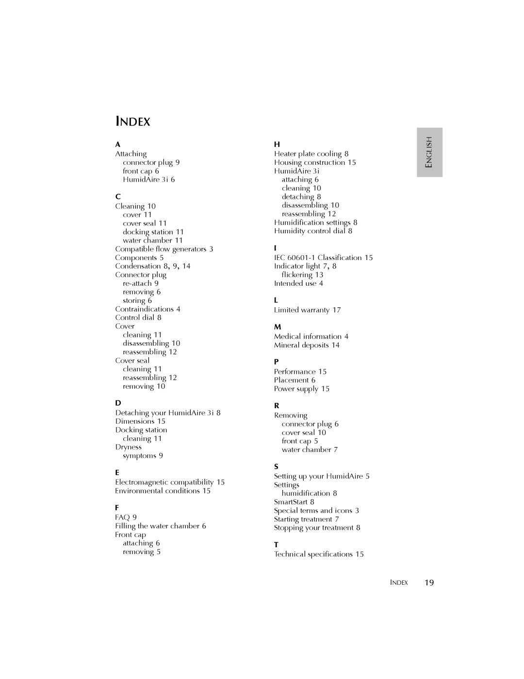 ResMed 3I user manual Index, Attaching 