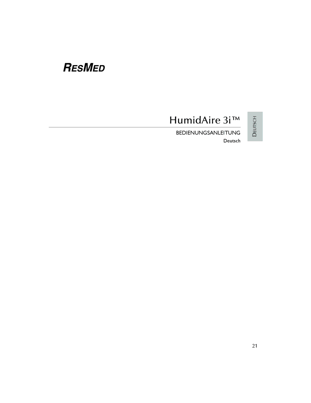 ResMed 3I user manual Bedienungsanleitung 