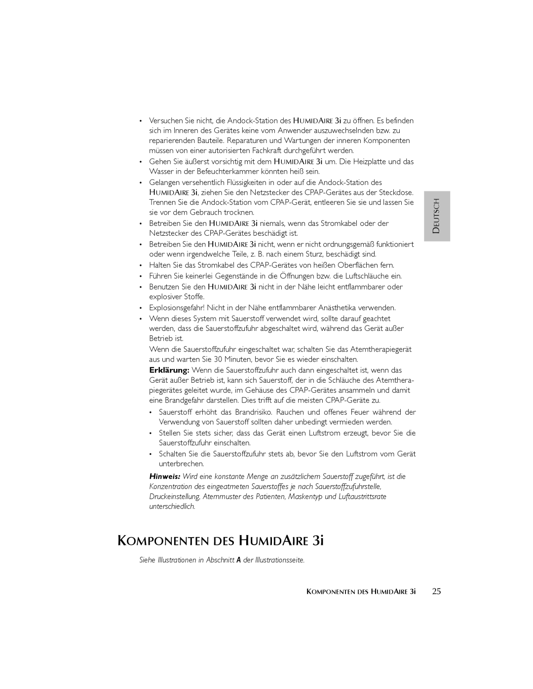 ResMed 3I user manual Komponenten DES Humidaire 