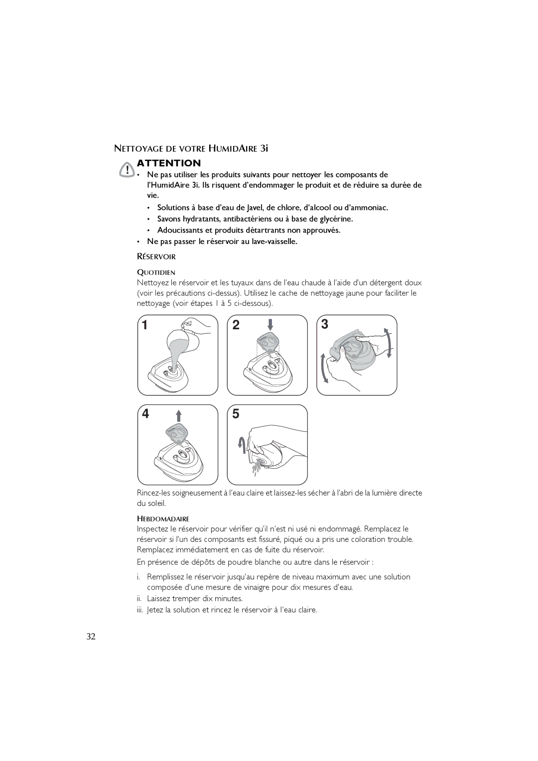 ResMed 3I user manual Nettoyage DE Votre Humidaire 