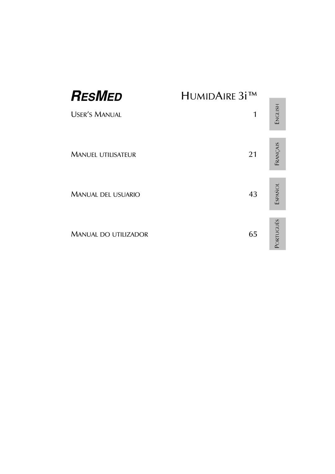 ResMed 3I user manual Humidaire 