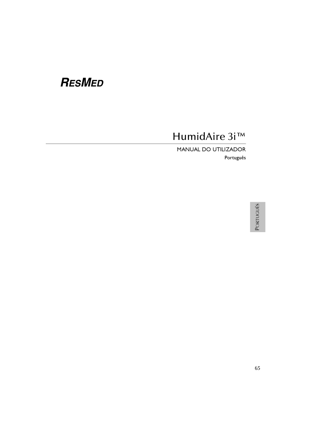 ResMed 3I user manual Manual do Utilizador 