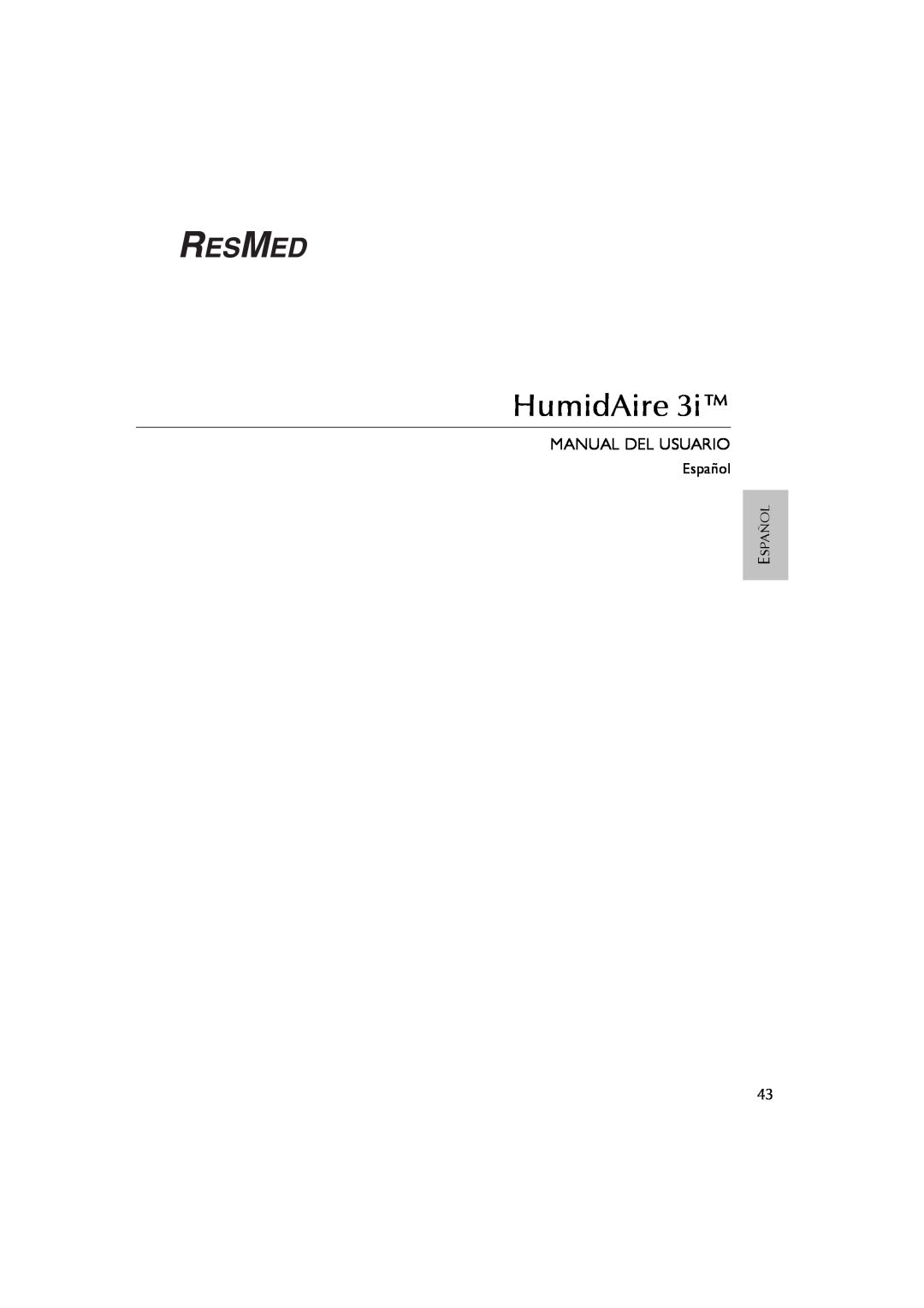 ResMed 3I user manual Manual Del Usuario, HumidAire, Español 