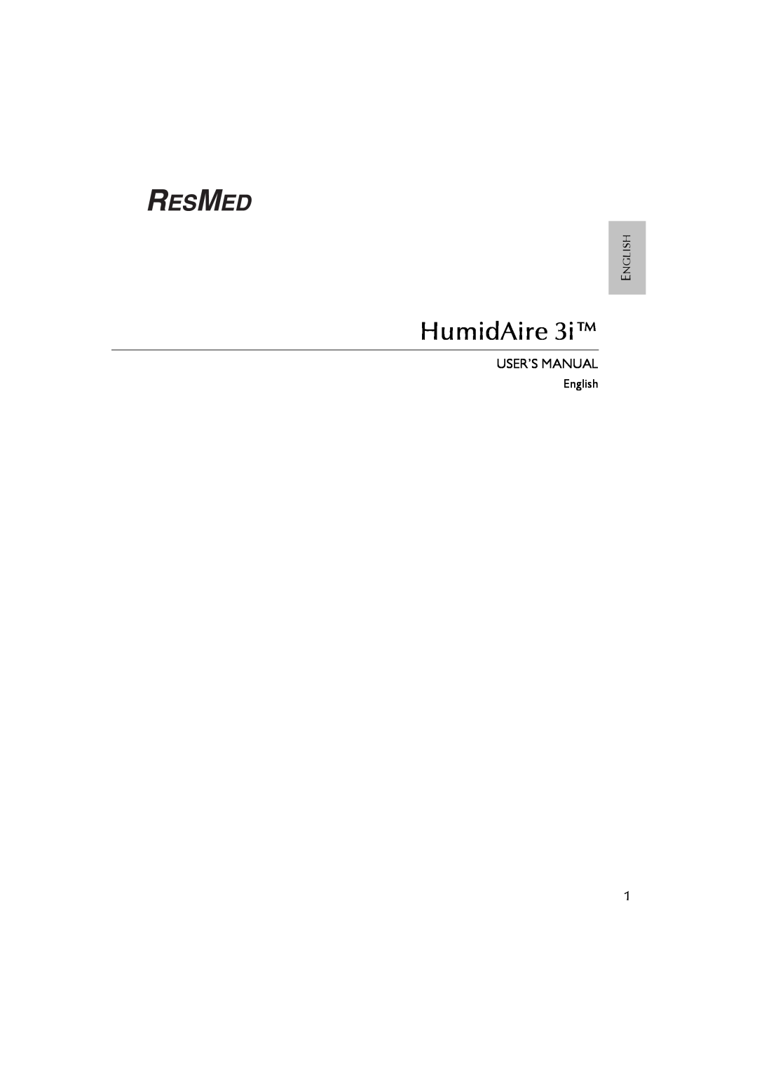 ResMed 3I user manual HumidAire 