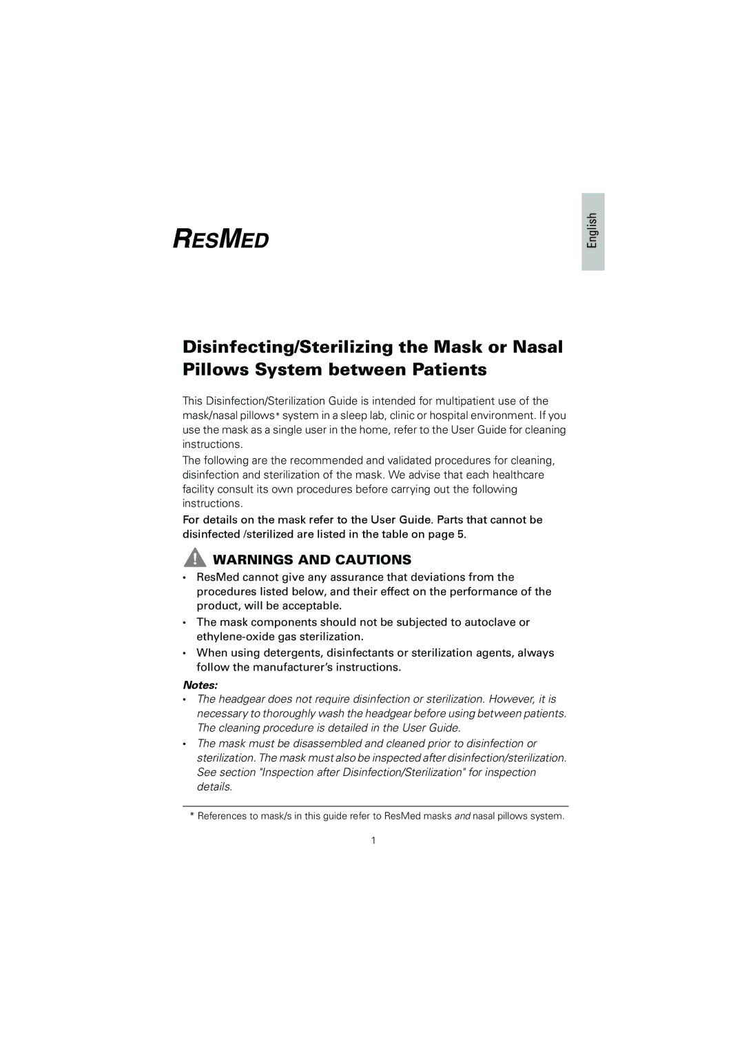 ResMed 608133/1 manual English 