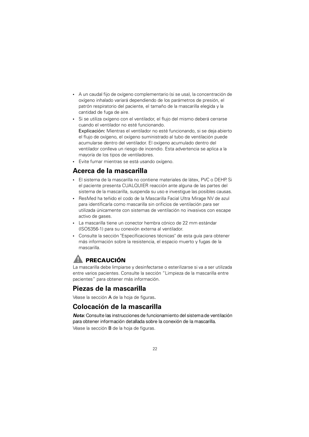 ResMed 608140/20611 manual Acerca de la mascarilla, Piezas de la mascarilla, Colocación de la mascarilla 