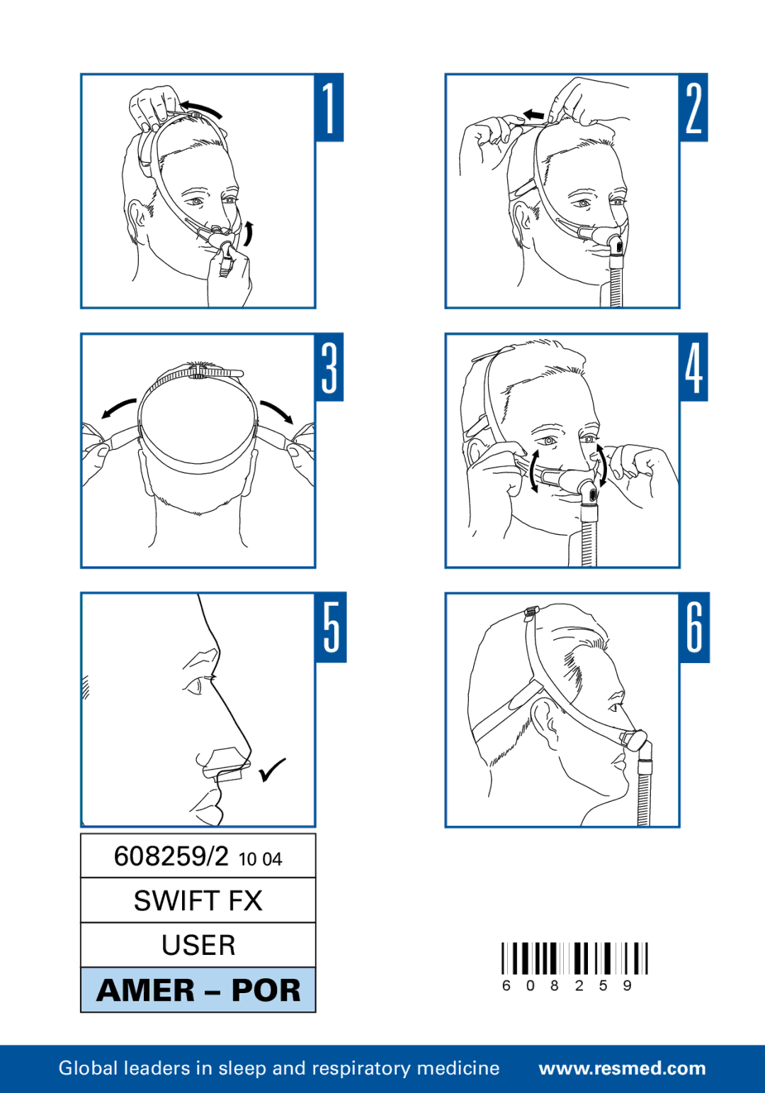 ResMed 61510 (XS), 61512, 61522, 61513, 61530, 61514, 61511, 61500, 61521, 61523 manual Amer POR 