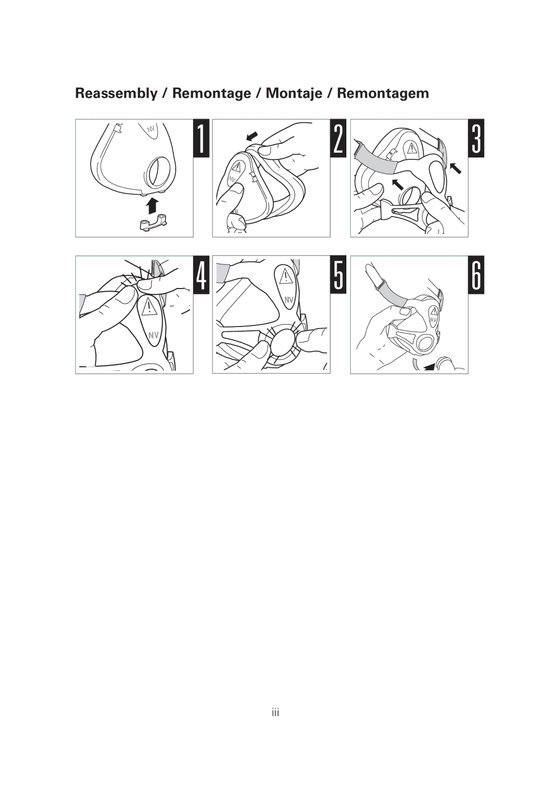 ResMed 618143 Quattro FX NV manual Reassembly / Remontage / Montaje / Remontagem 