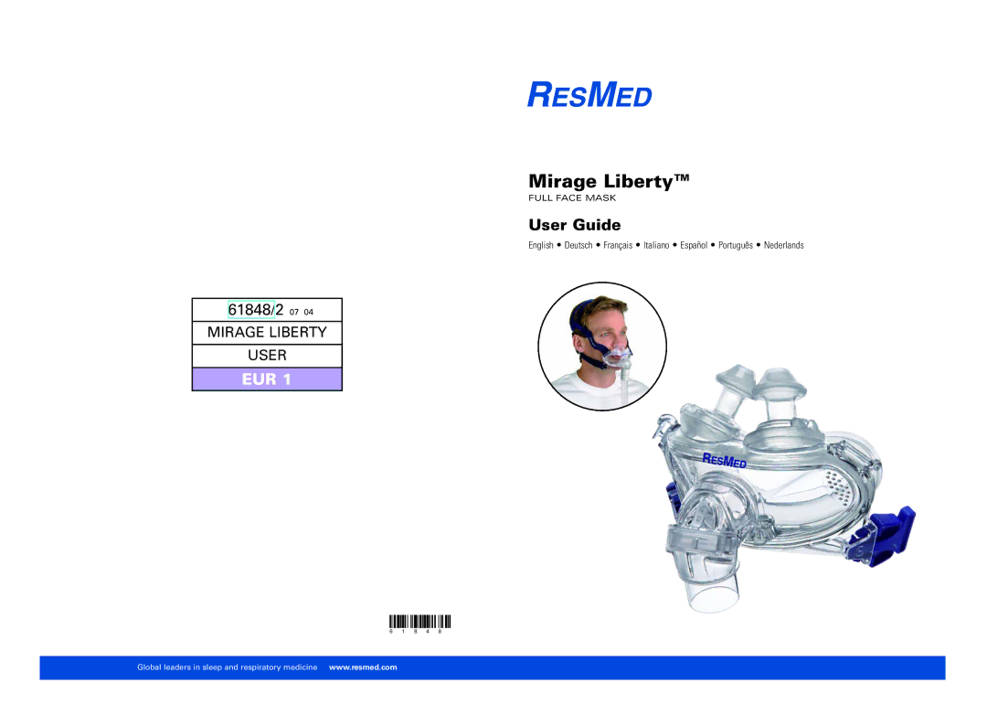 ResMed 61848 manual Mirage Liberty, User Guide 