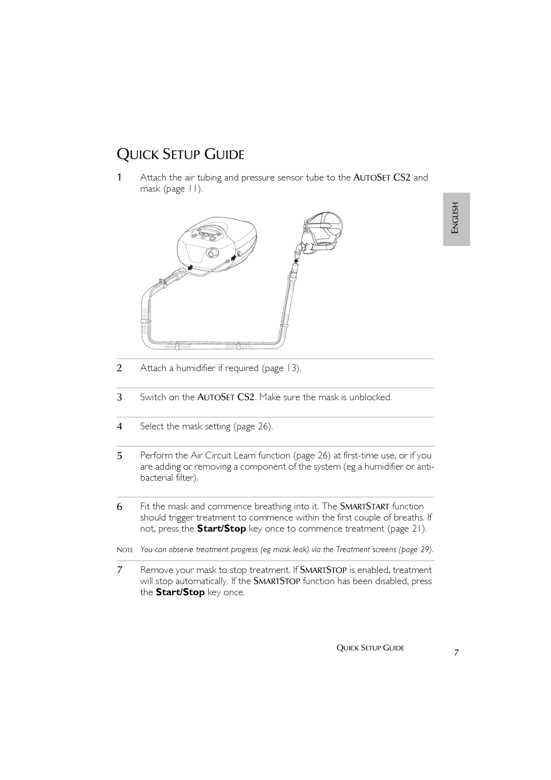 ResMed AutoSet CS 2 user manual Quick Setup Guide 