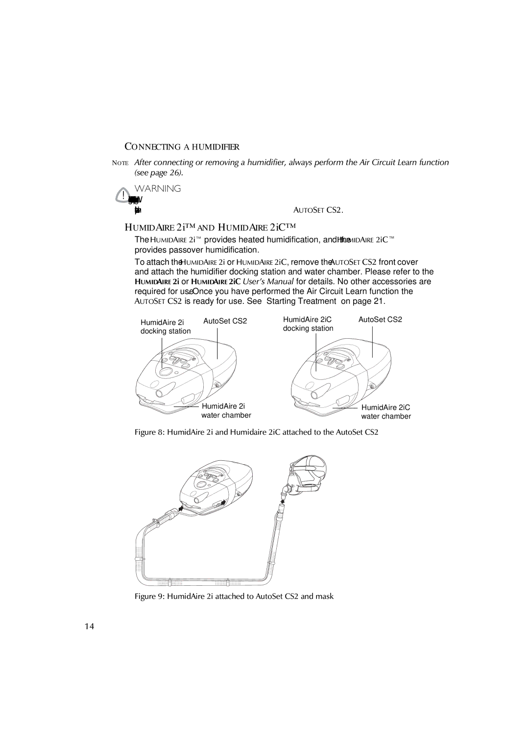 ResMed AutoSet CS 2 user manual Connecting a Humidifier 