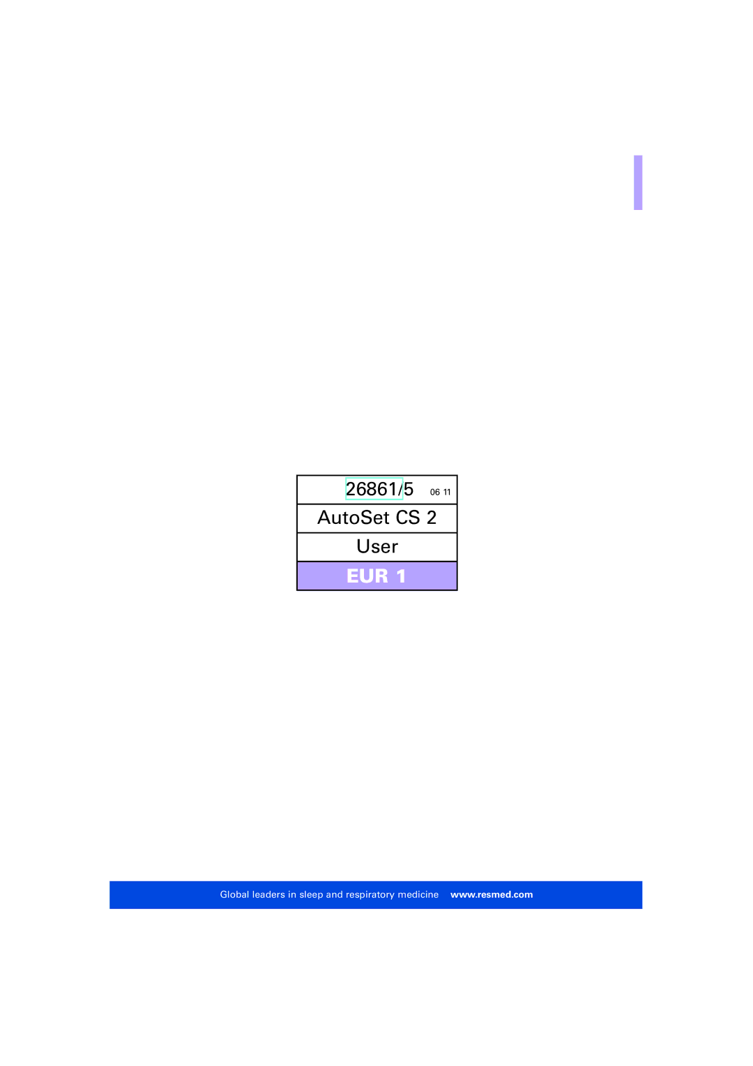 ResMed AutoSet CS 2 user manual Eur 