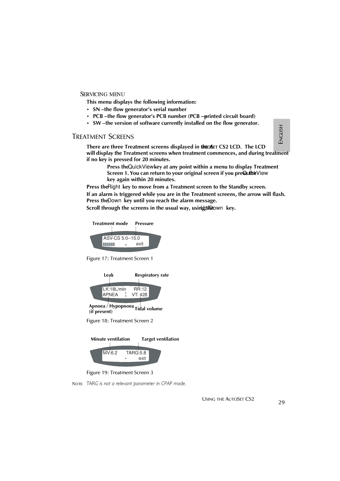 ResMed AutoSet CS 2 user manual Treatment Screens, Apnea 