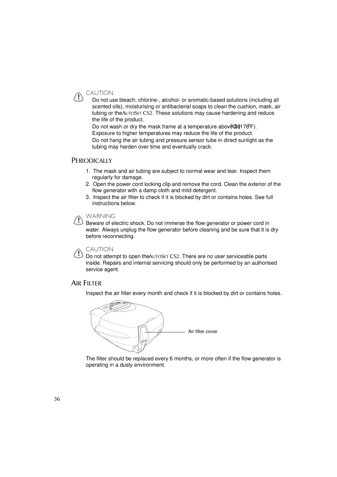 ResMed AutoSet CS 2 user manual Periodically, AIR Filter 