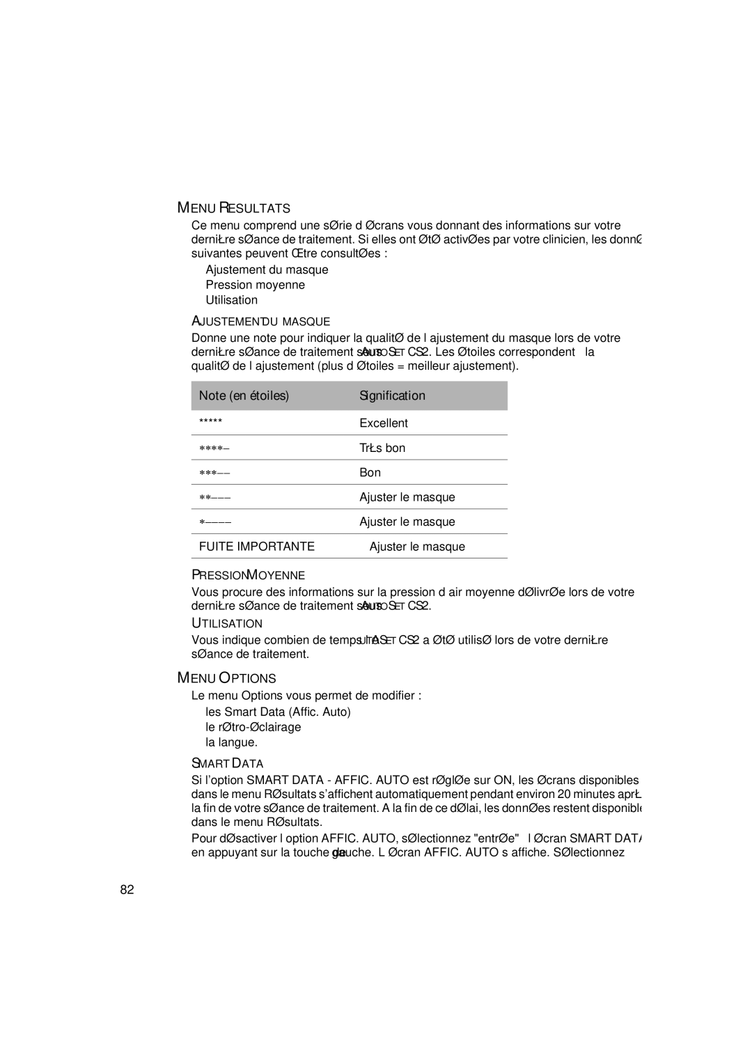 ResMed AutoSet CS 2 user manual Ajustement DU Masque, Pression Moyenne, Utilisation 