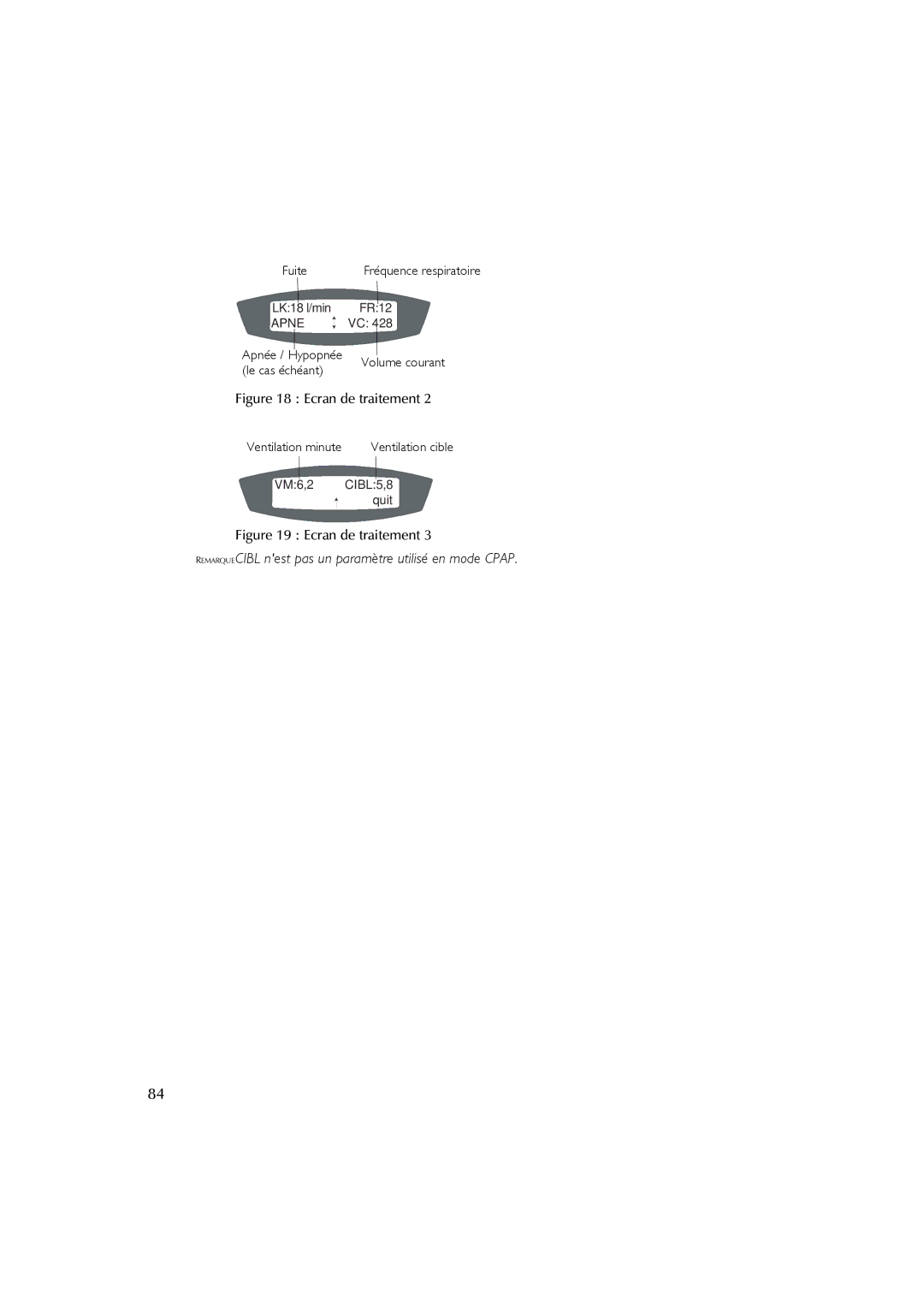 ResMed AutoSet CS 2 user manual Remarquecibl nest pas un paramètre utilisé en mode Cpap 