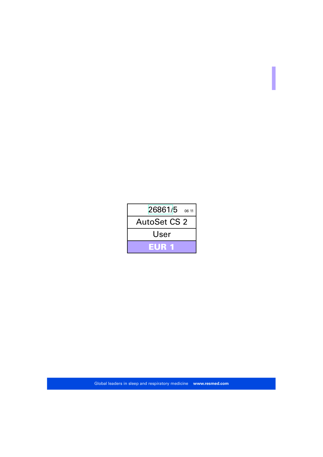 ResMed AutoSet CS 2 user manual 26861/5, AutoSet CS User 
