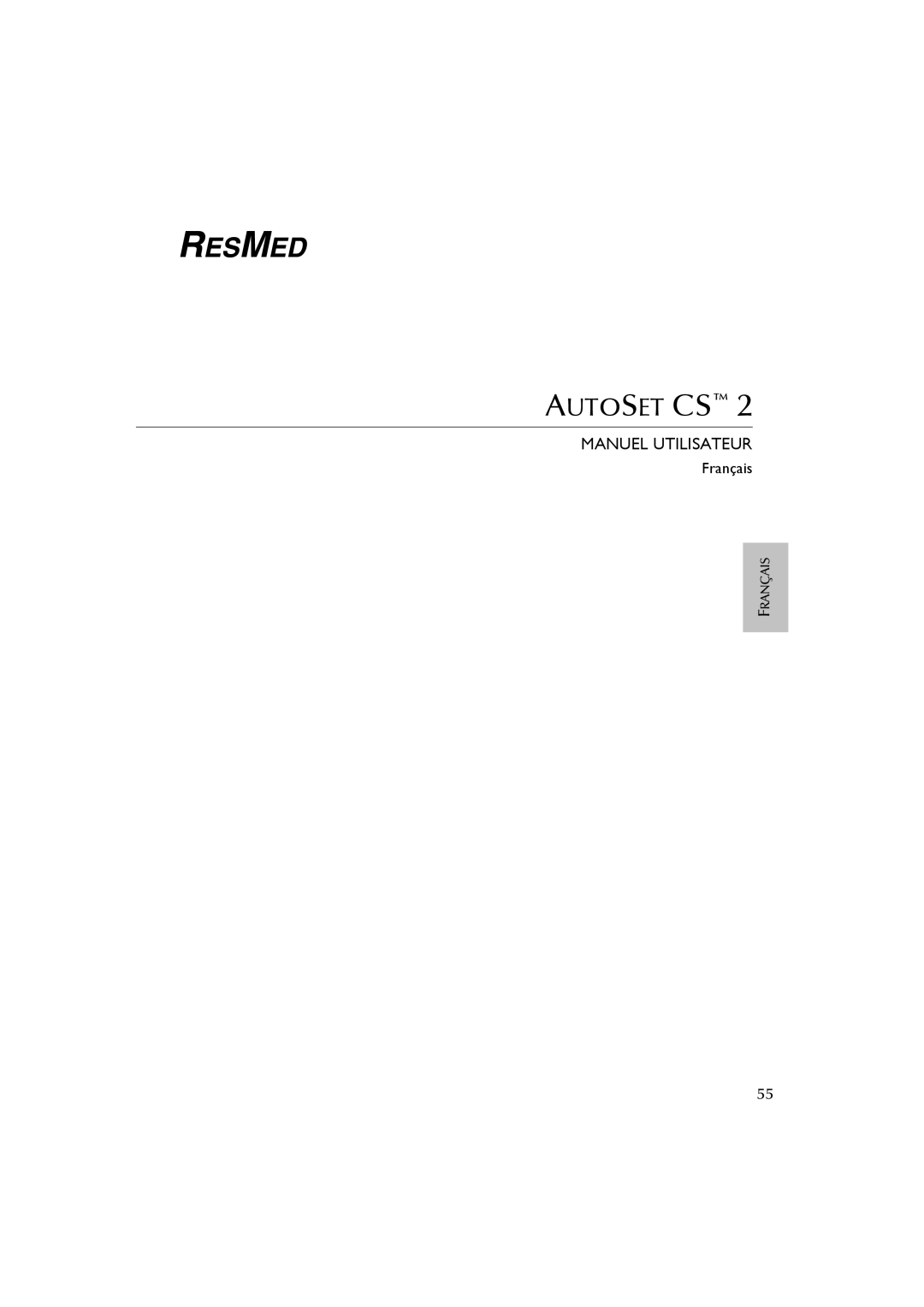 ResMed AutoSet CS 2 user manual Autoset Cs, Manuel Utilisateur, Français 