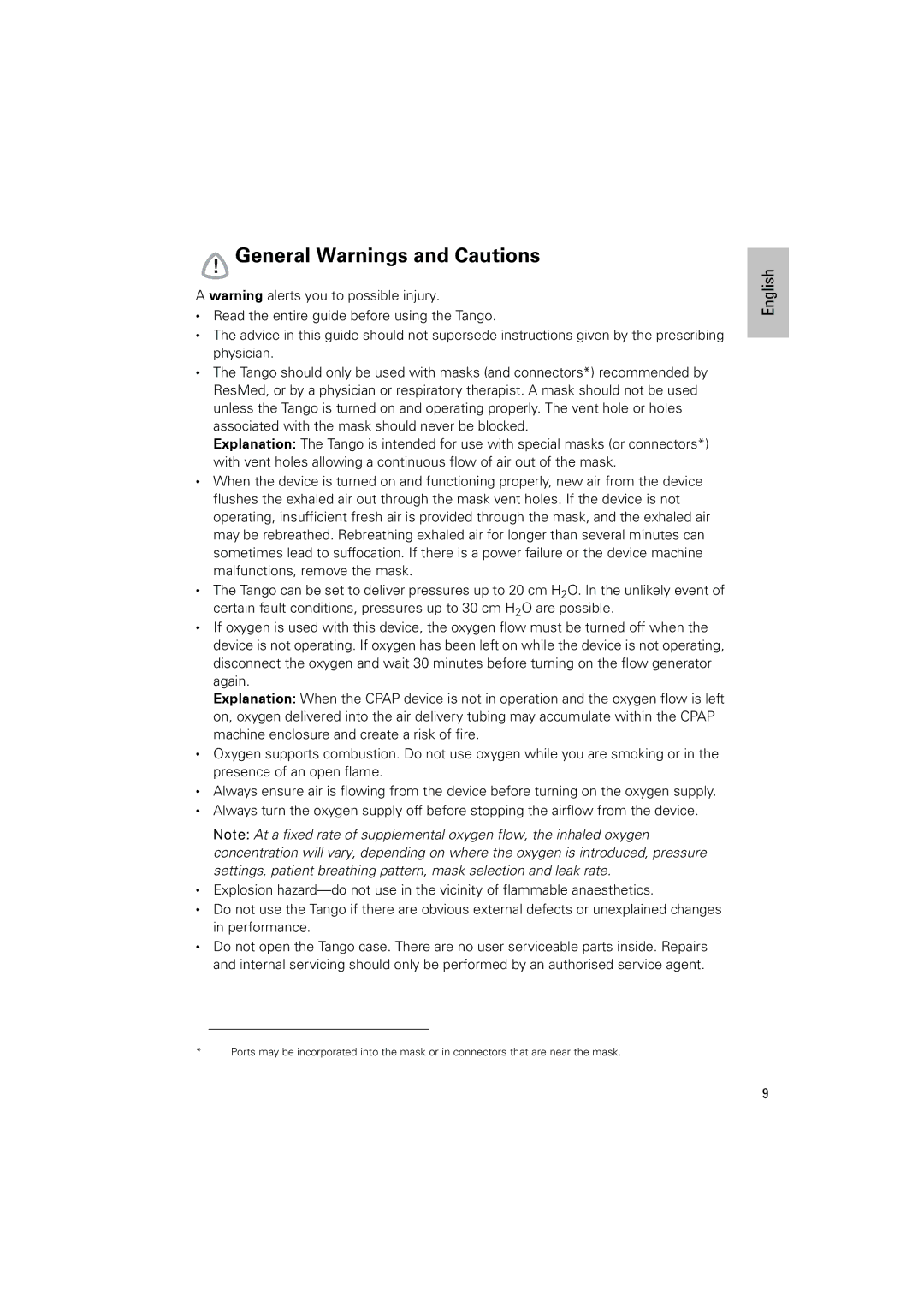 ResMed C-Series manual General Warnings and Cautions 