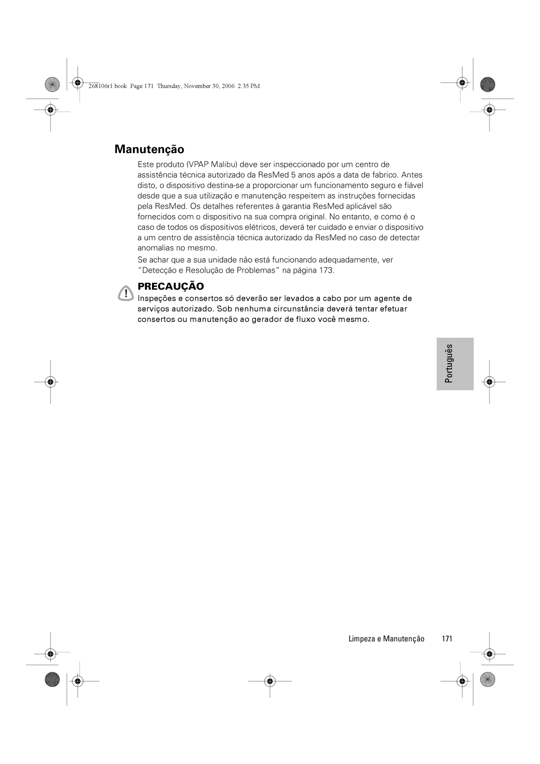 ResMed C16389 dimensions Manutenção 