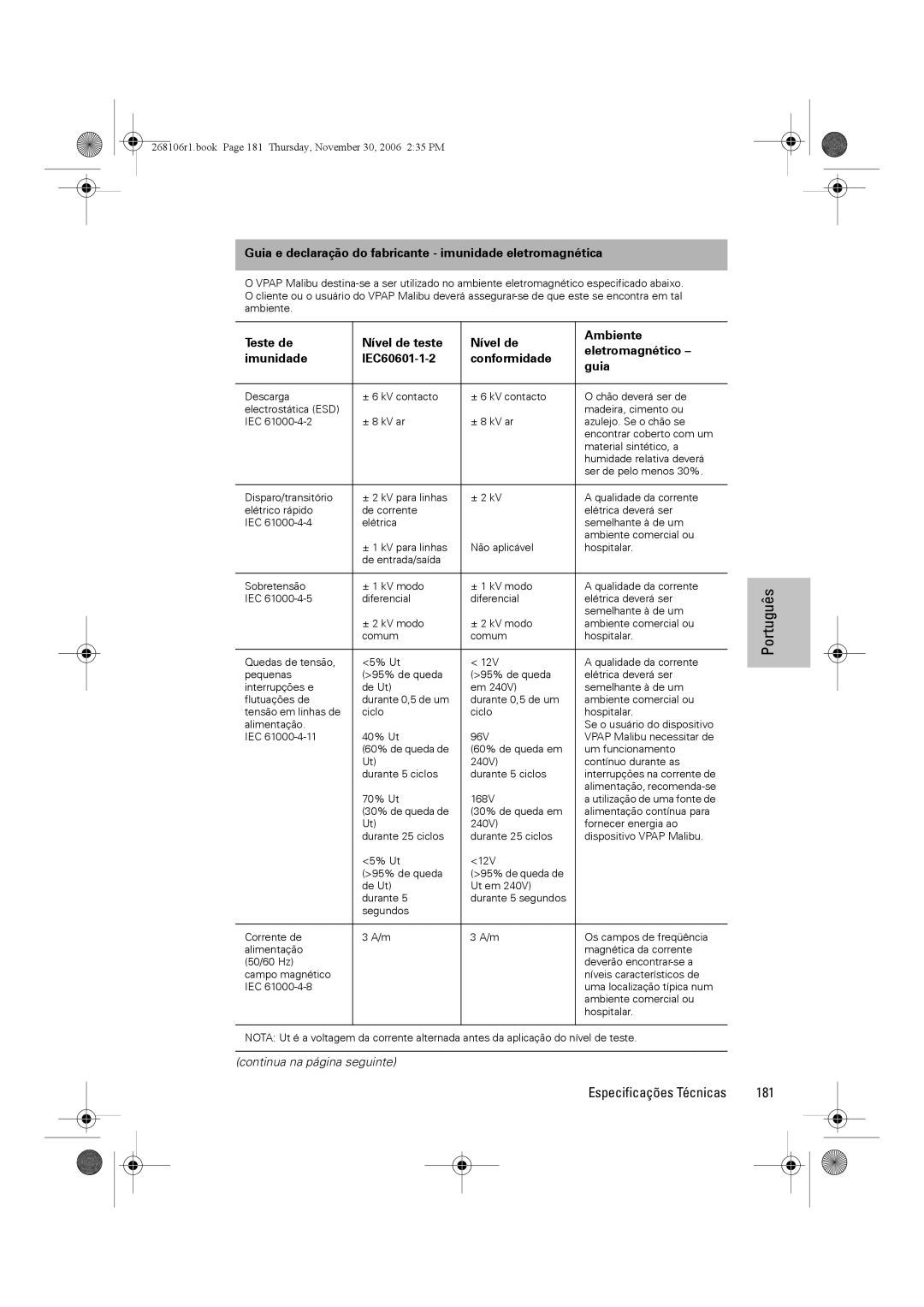 ResMed C16389 dimensions Guia e declaração do fabricante imunidade eletromagnética 