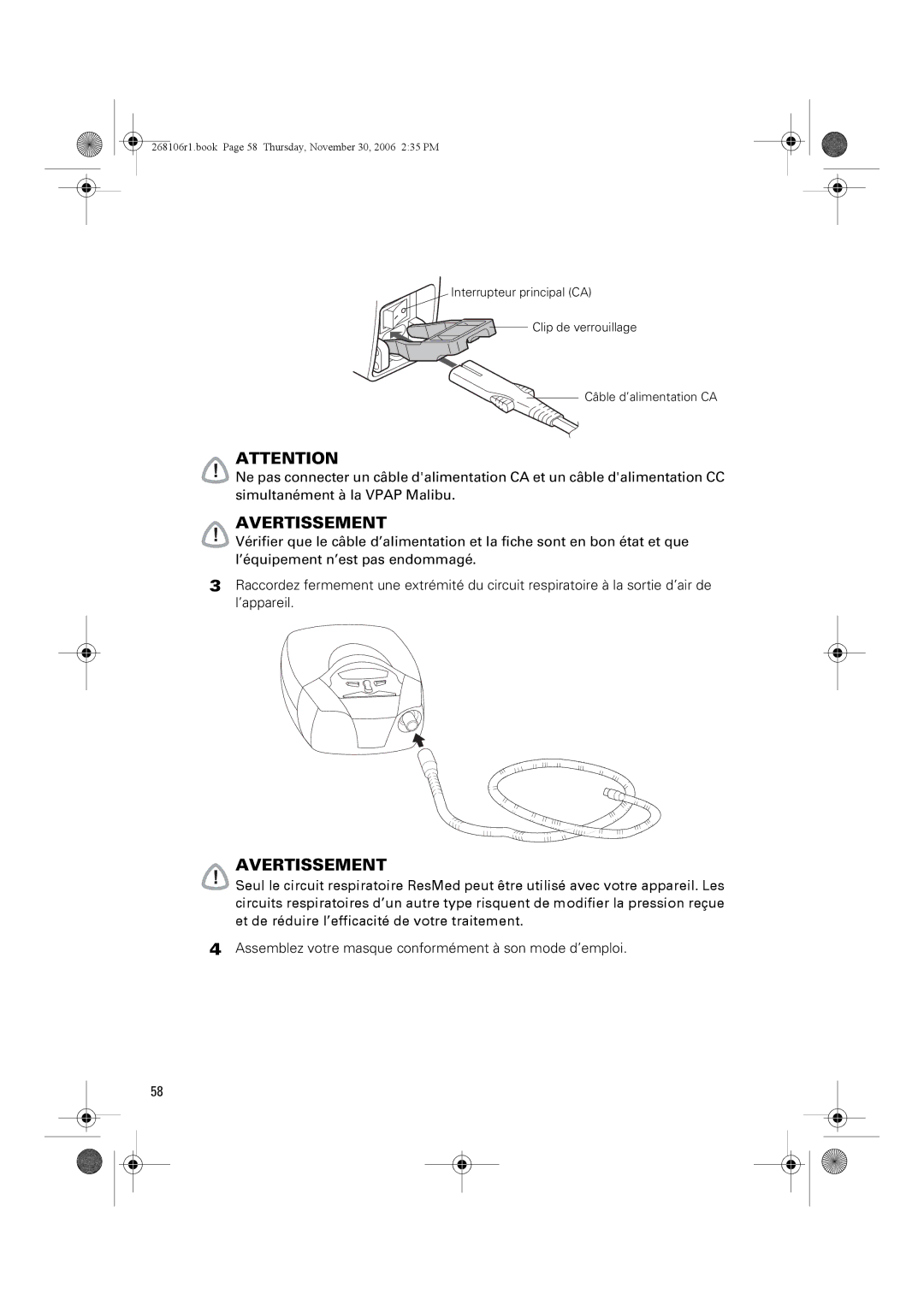 ResMed C16389 dimensions 268106r1.book Page 58 Thursday, November 30, 2006 235 PM 