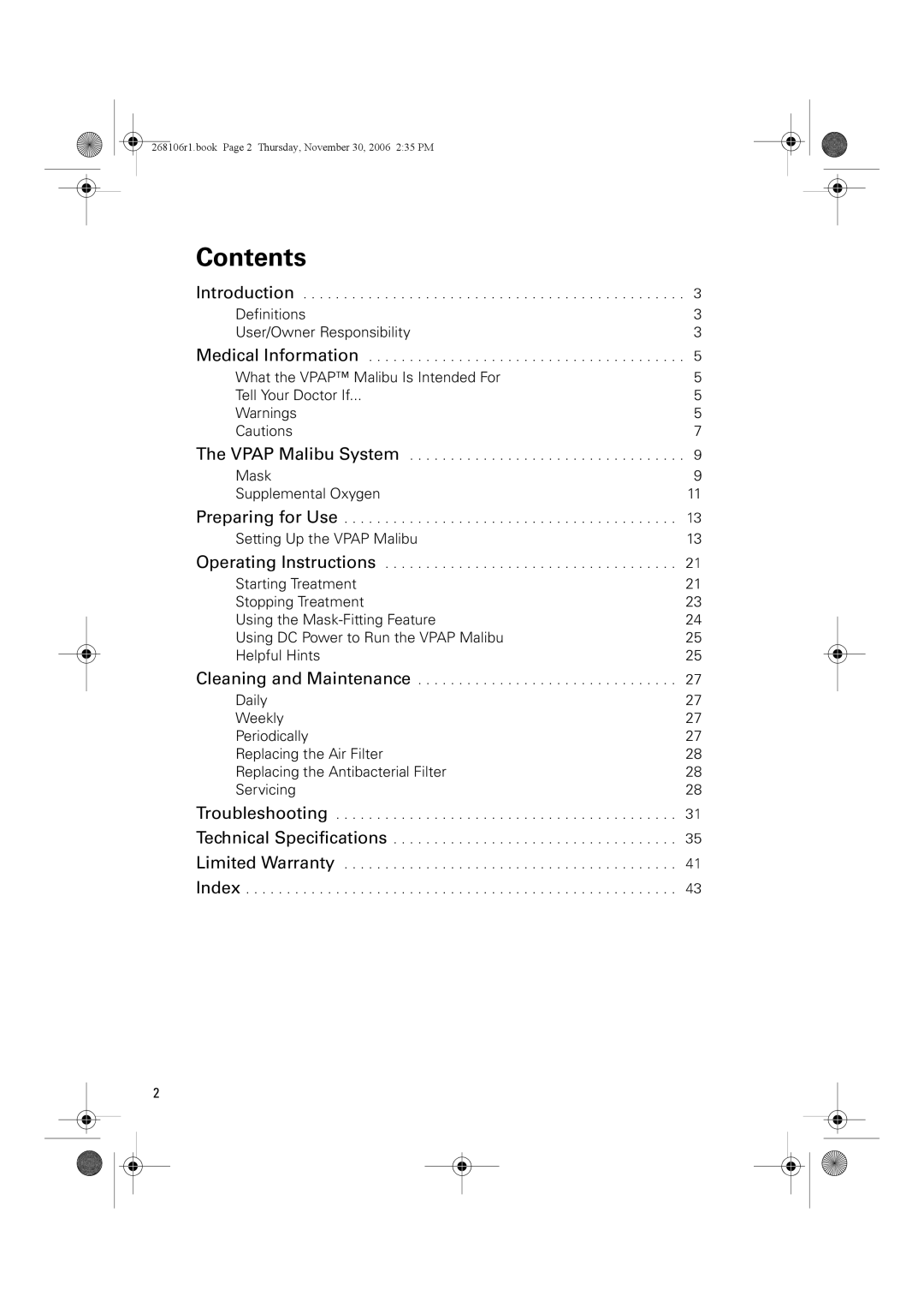 ResMed C16389 dimensions Contents 