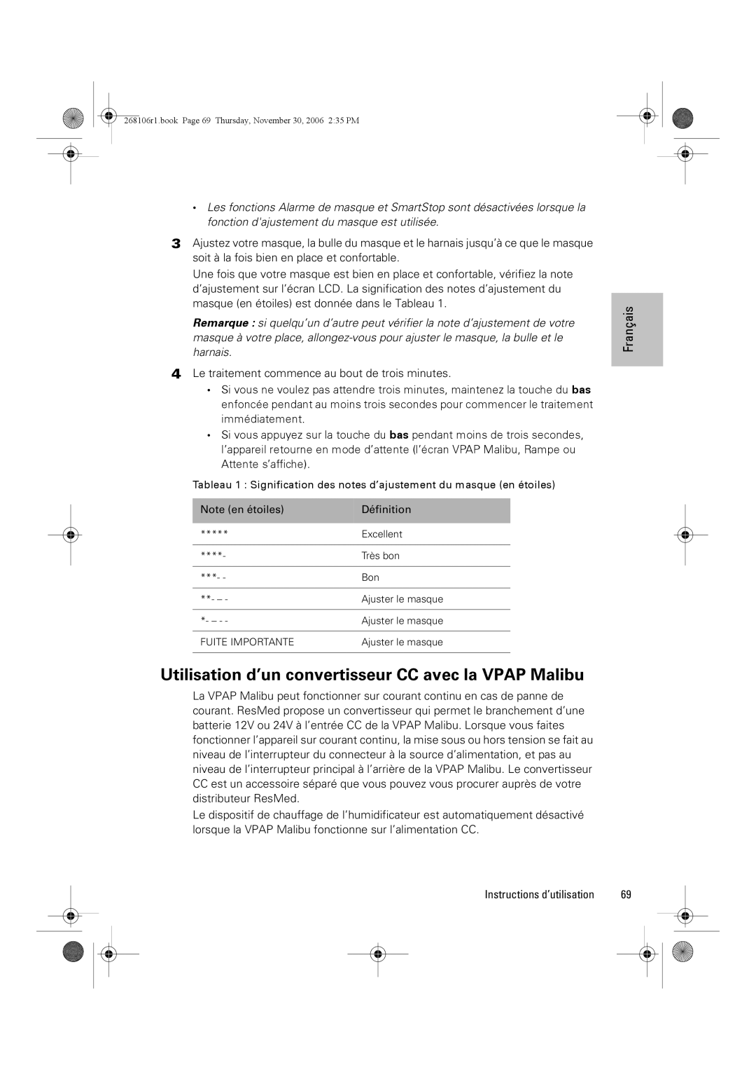 ResMed C16389 dimensions Utilisation d’un convertisseur CC avec la Vpap Malibu 