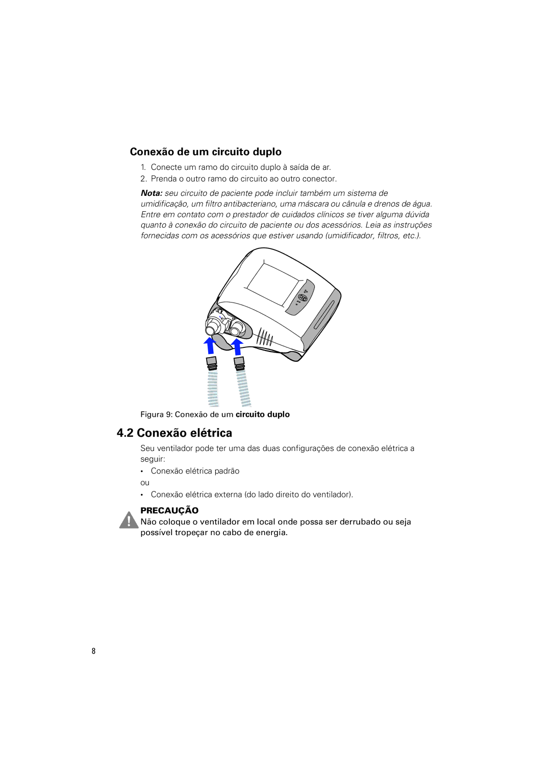 ResMed Elisee 150 manual Conexão elétrica, Conexão de um circuito duplo 