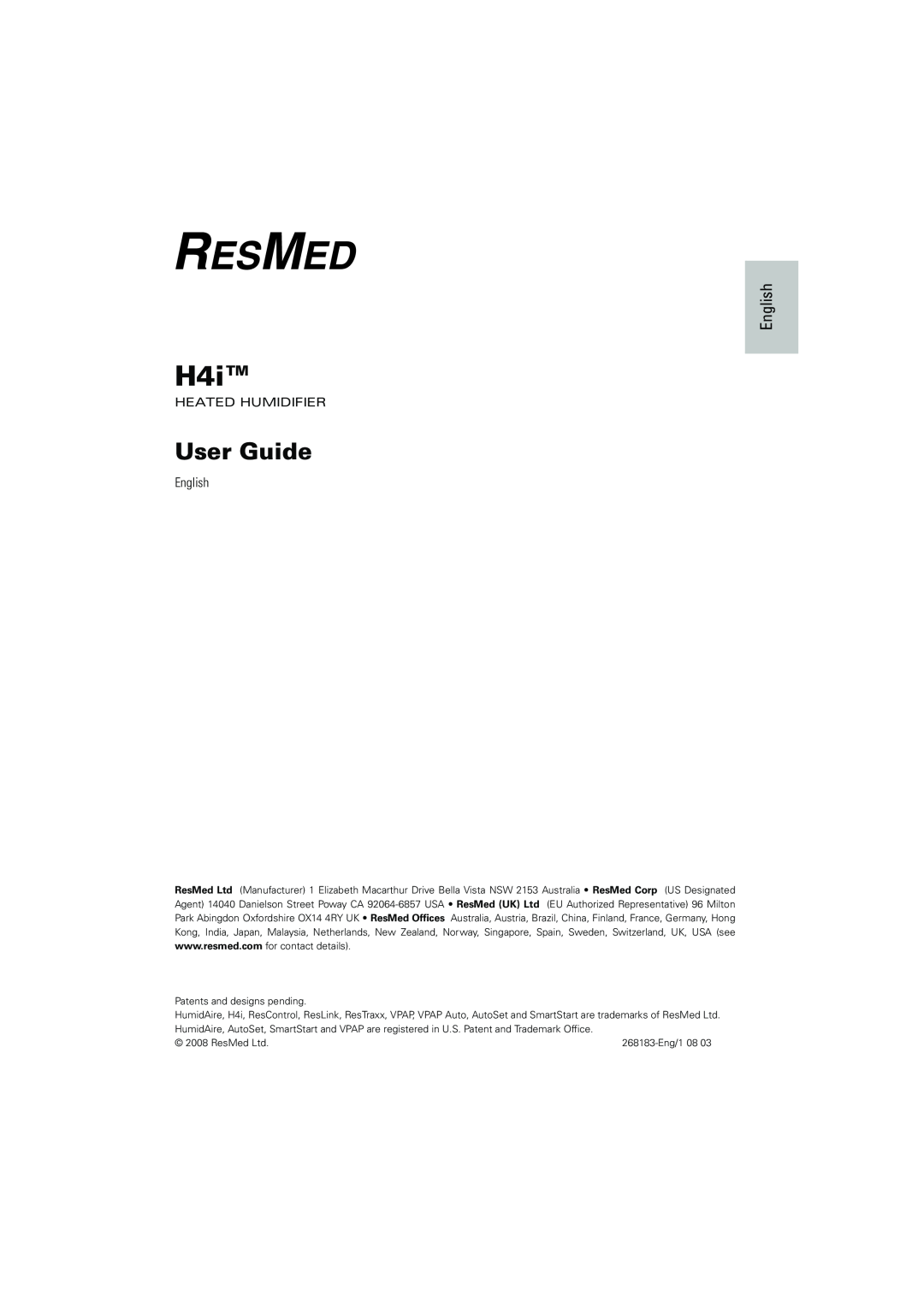 ResMed H4i manual English, User Guide 