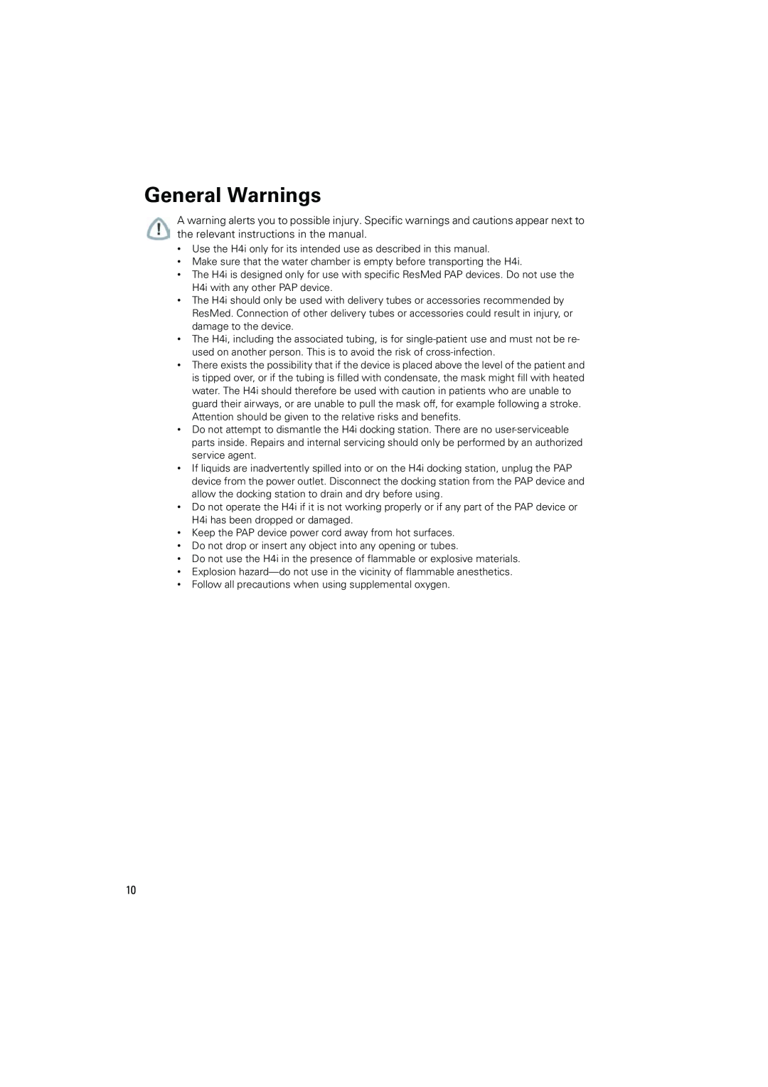 ResMed H4i manual General Warnings 