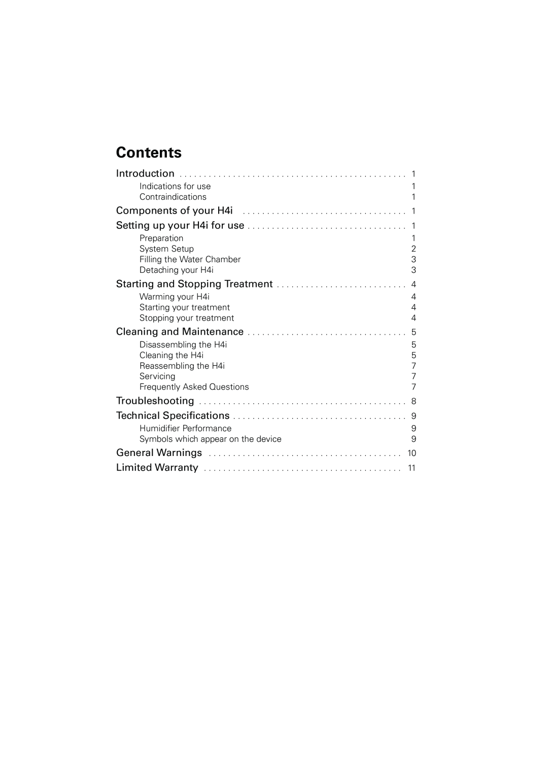 ResMed H4i manual Contents 