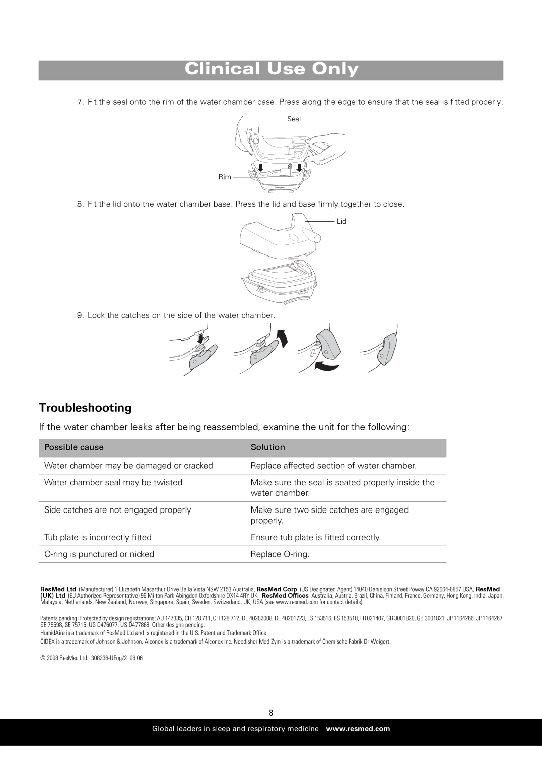 ResMed HumidAire 2i manual Troubleshooting 