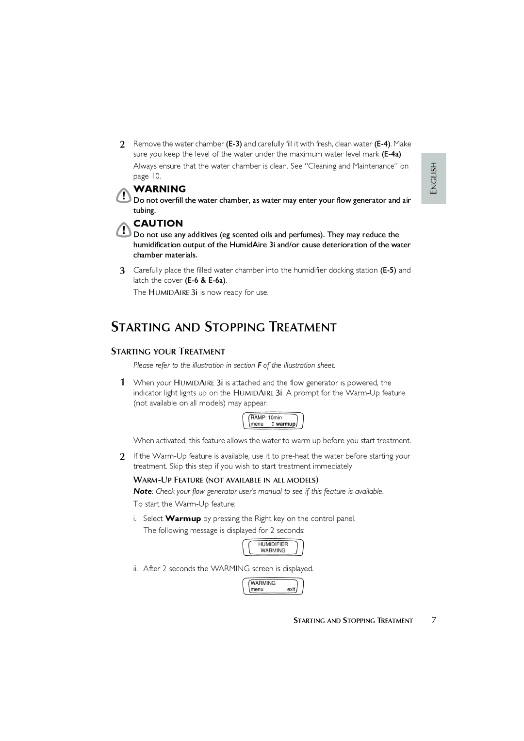 ResMed Humidifier user manual Starting and Stopping Treatment, Starting Your Treatment 