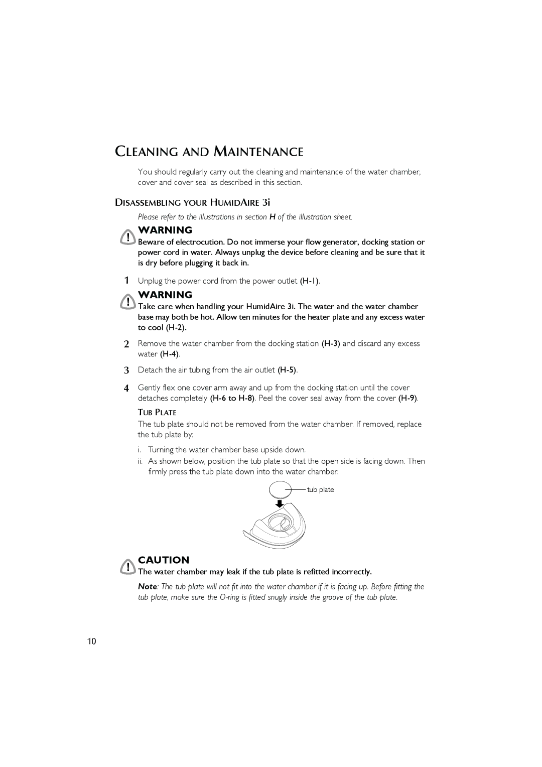 ResMed Humidifier user manual Cleaning and Maintenance, Disassembling Your Humidaire 