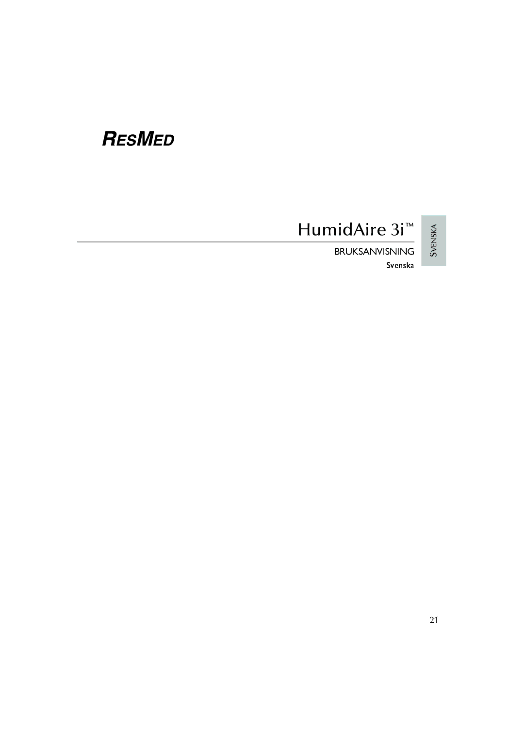 ResMed Humidifier user manual Bruksanvisning 