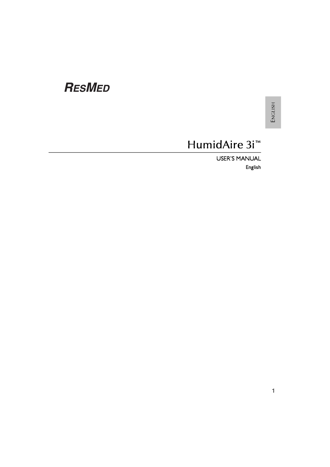 ResMed Humidifier user manual HumidAire, English 