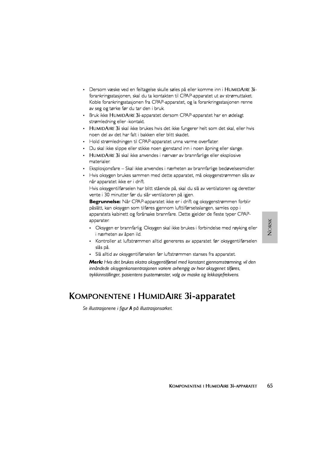 ResMed Humidifier user manual KOMPONENTENE I HUMIDAIRE 3i-apparatet 