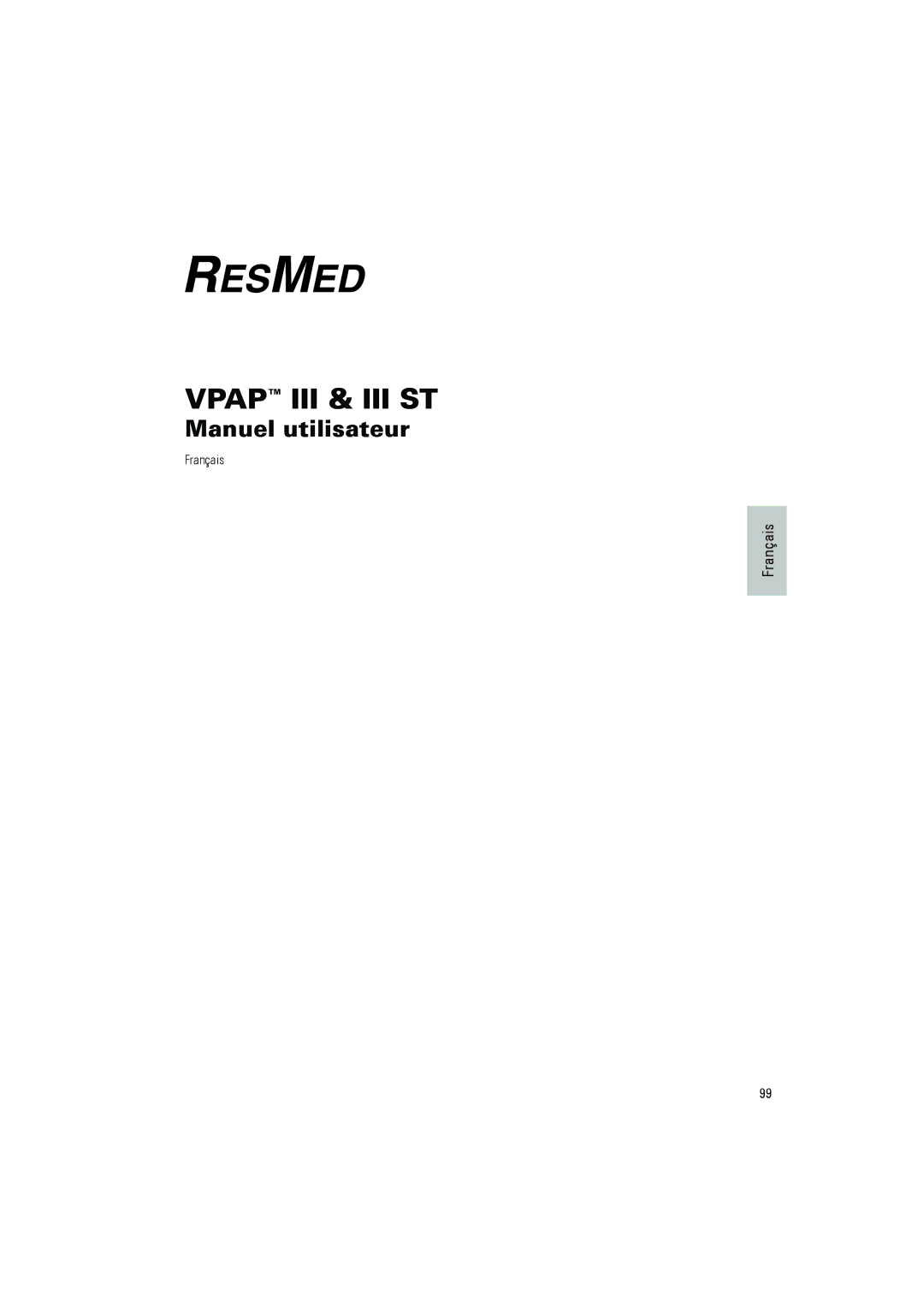 ResMed III & III ST user manual Manuel utilisateur 