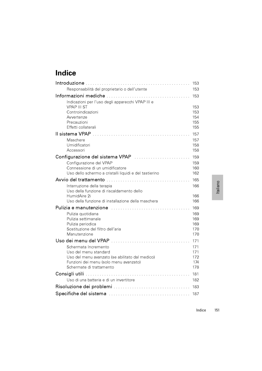 ResMed III & III ST user manual Indice 