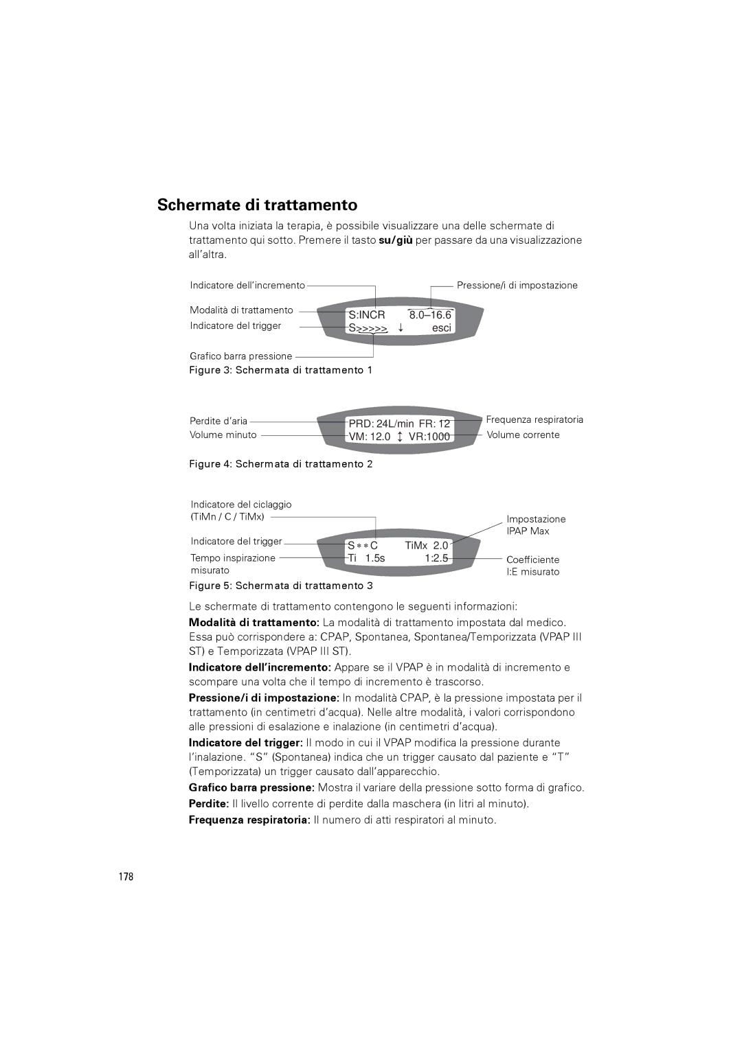 ResMed III & III ST user manual Schermate di trattamento, Sincr 