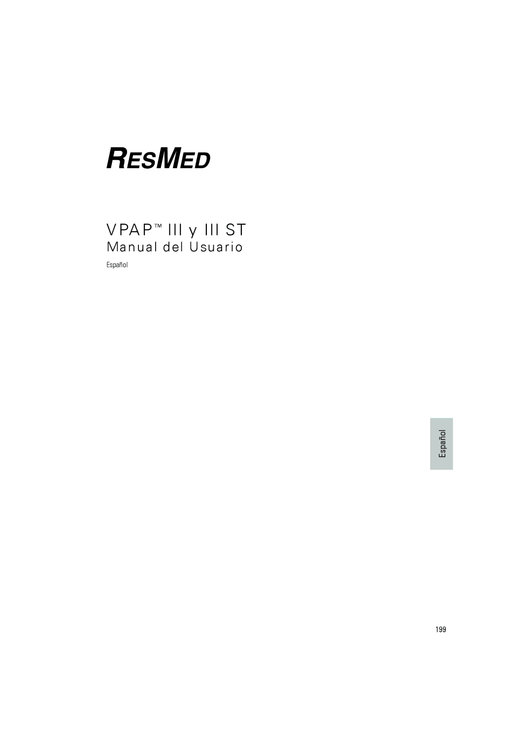 ResMed III & III ST user manual Vpap III y III ST, 199 