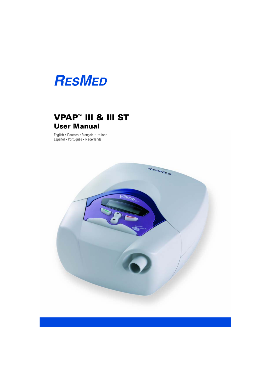 ResMed III & III ST user manual Vpap Iii & Iii St, User Manual 