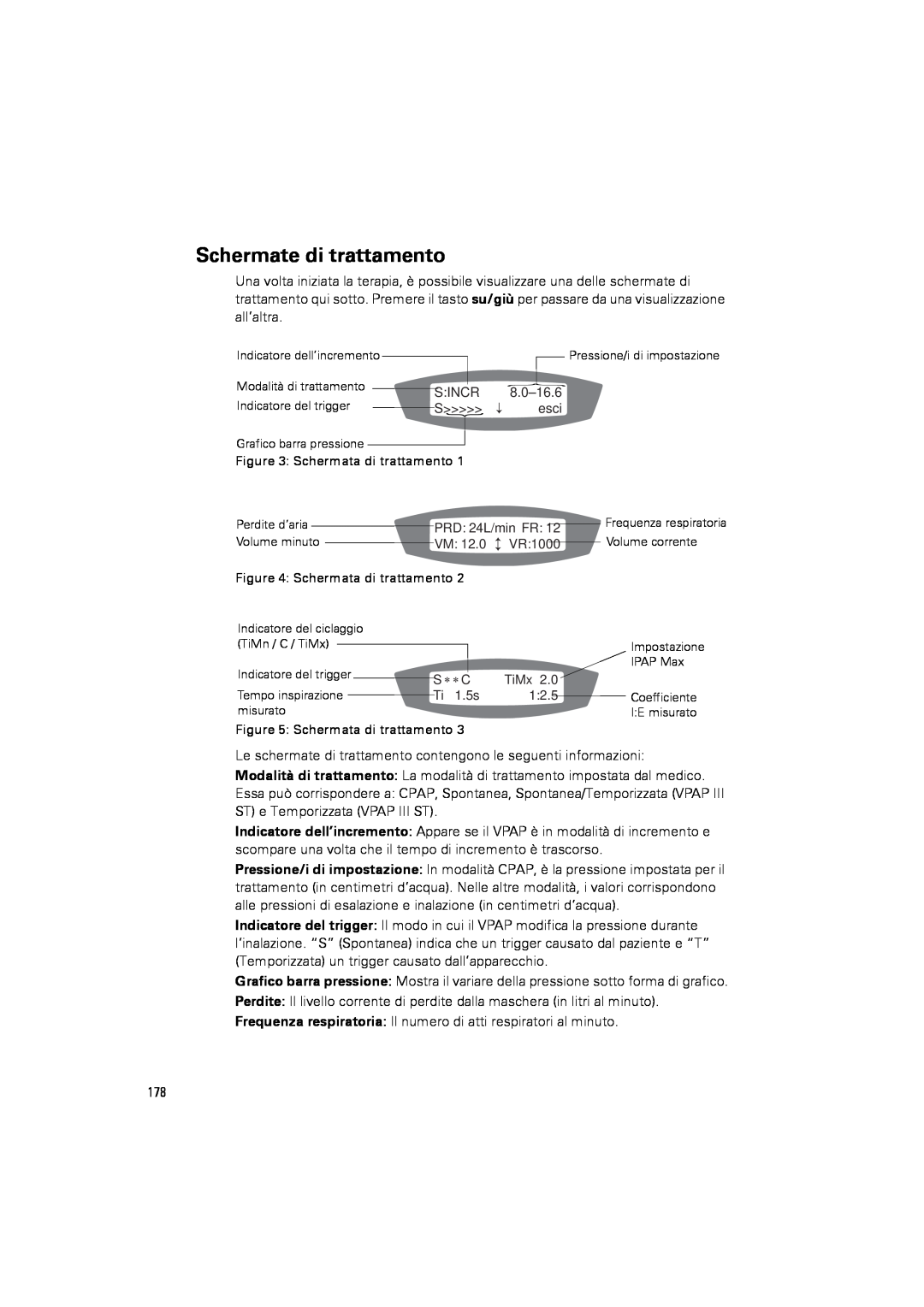 ResMed III & III ST user manual Schermate di trattamento 