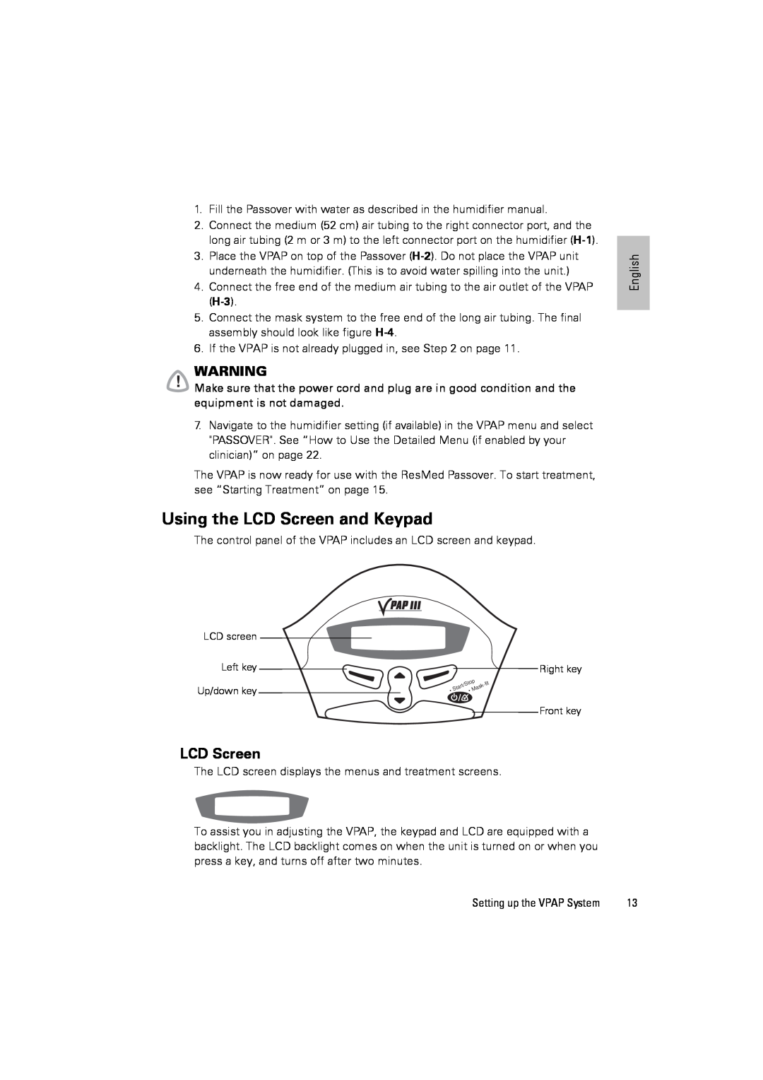 ResMed III & III ST user manual Using the LCD Screen and Keypad 