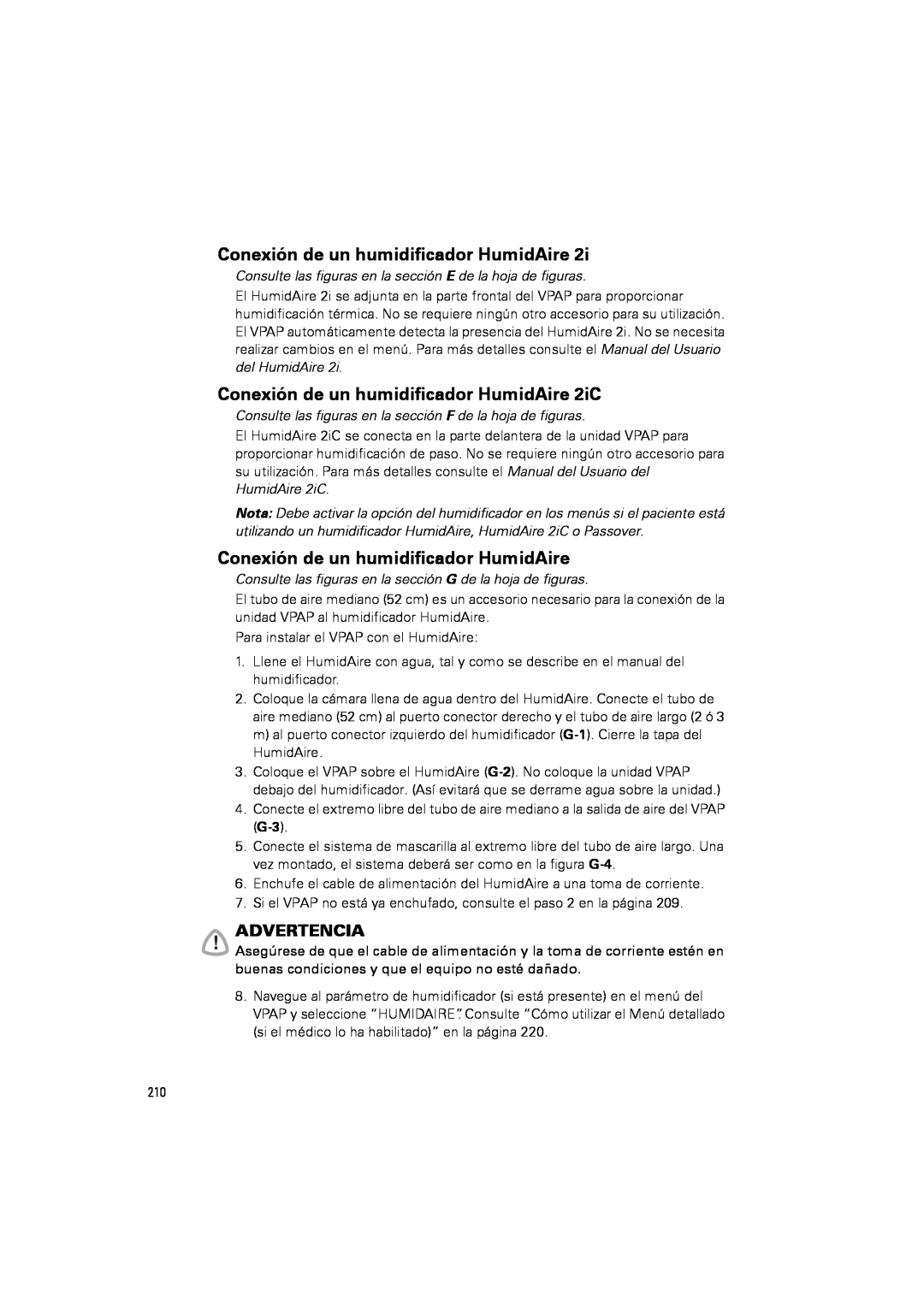 ResMed III & III ST user manual Conexión de un humidificador HumidAire 2iC, Advertencia 