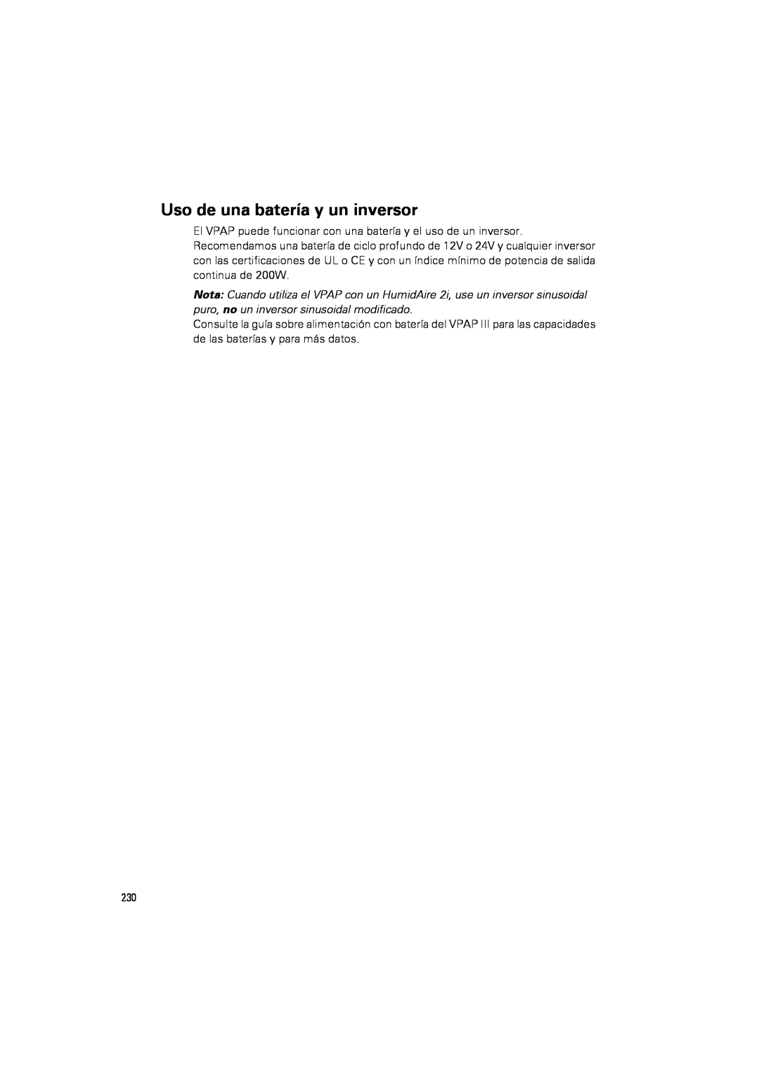 ResMed III & III ST user manual Uso de una batería y un inversor 