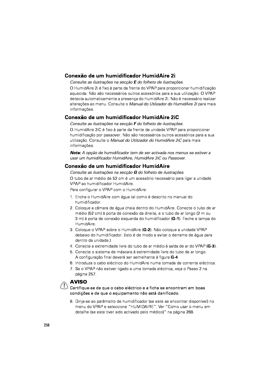 ResMed III & III ST user manual Conexão de um humidificador HumidAire 2iC, Aviso 