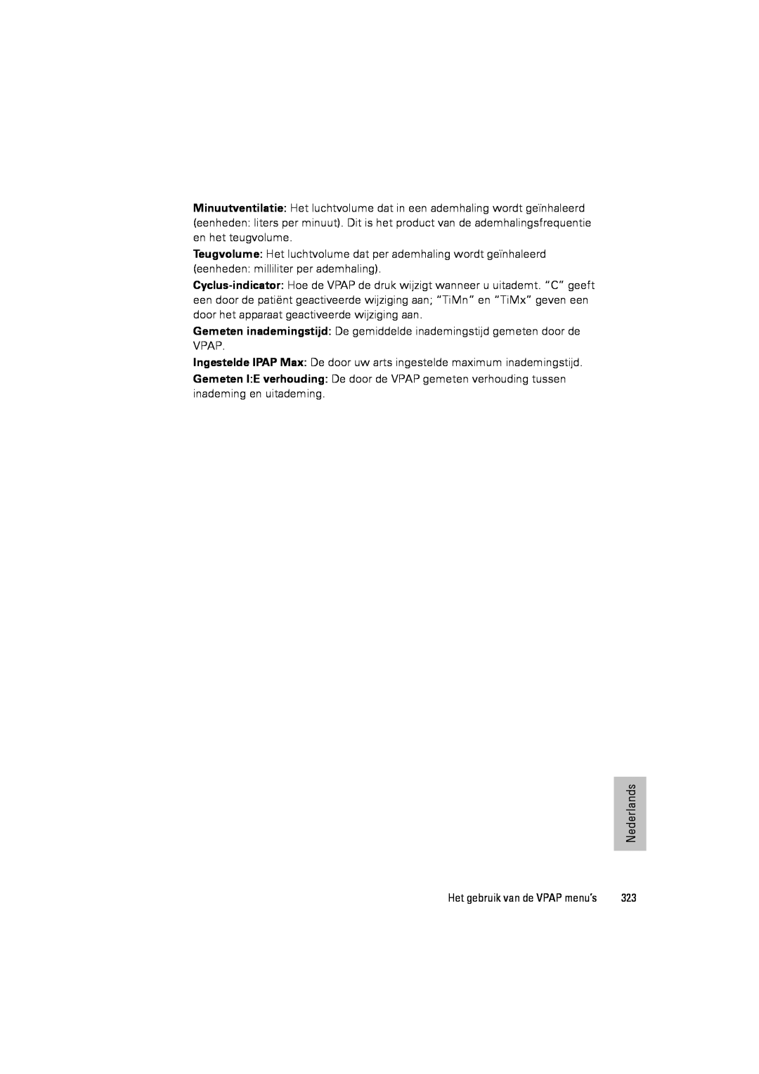 ResMed III & III ST user manual eenheden: milliliter per ademhaling 
